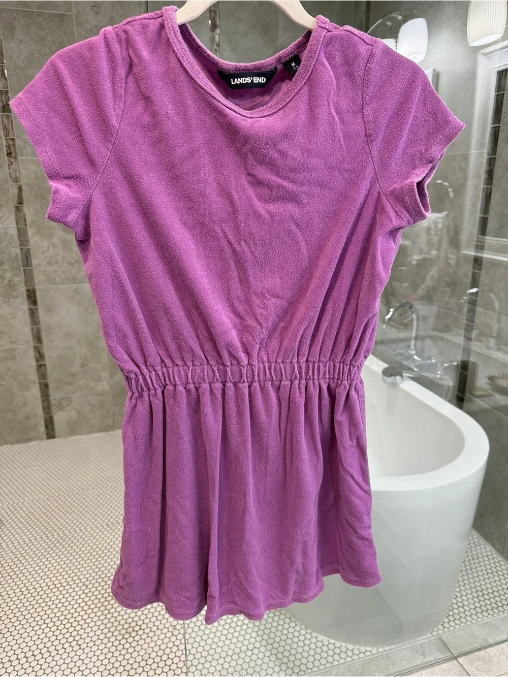 Lands' End Kid’s Purple Terry Scoop Neck Swim Cover Up - 10/12